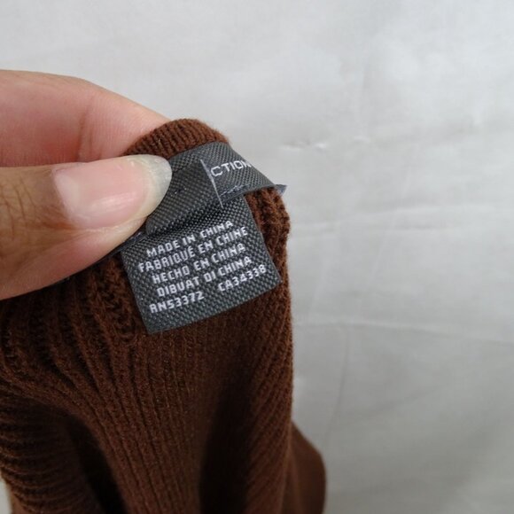 French Connection Brown Knit Ribbed Sweater Dress Women Size M Short Sleeve - Picture 5 of 6